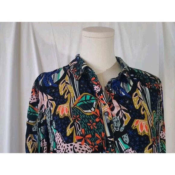 Anthropologie Maeve Masha Volnova Jungle Daydream Carmiel Button Down Shirt US 4 - Picture 6 of 14